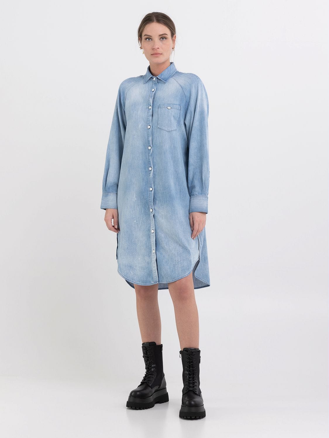 Midi shirt dress in denim