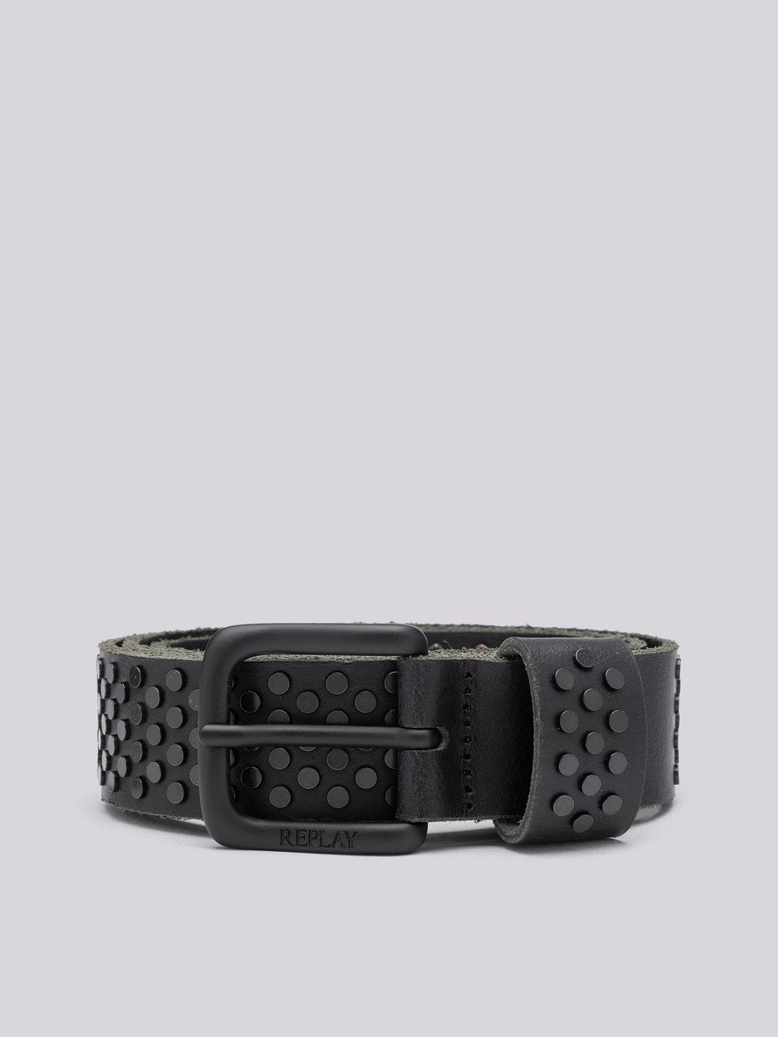 CEINTURE EN CROUTE DE CUIR A CLOUS ARRONDIS