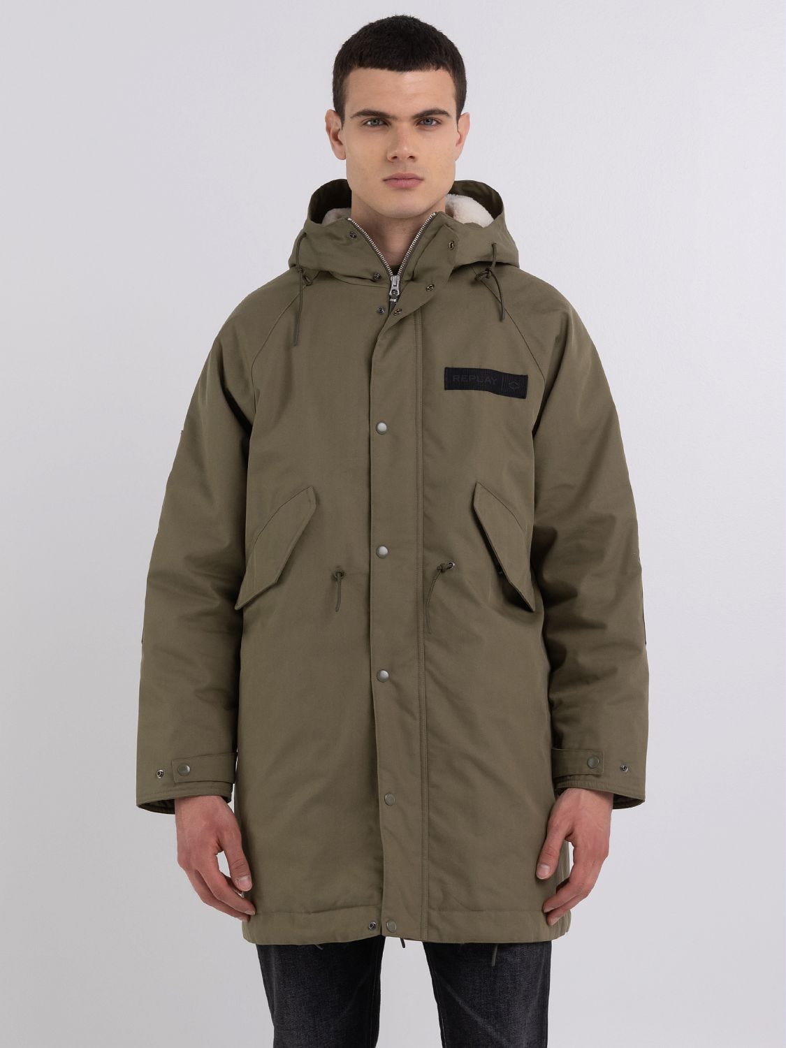 Parka en twill avec int rieur en sherpa