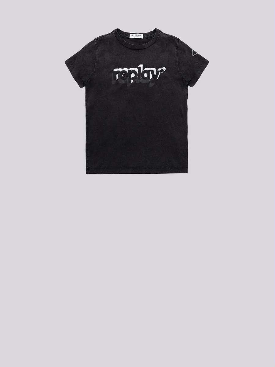 REPLAY T-shirt en coton Bio imprimé SB7404.054.23120M BLACK 1