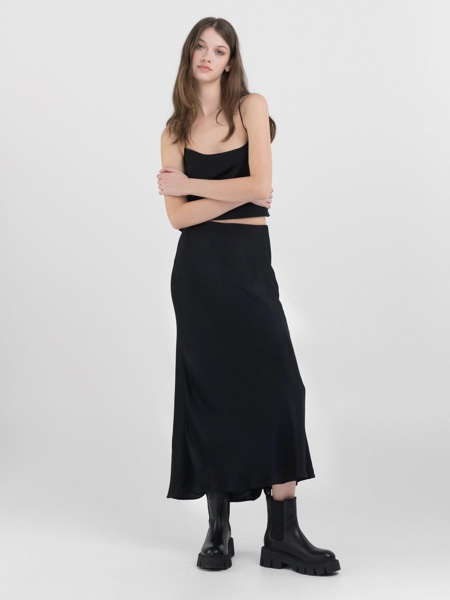 JUPE LONGUE EN SATIN DE VISCOSE