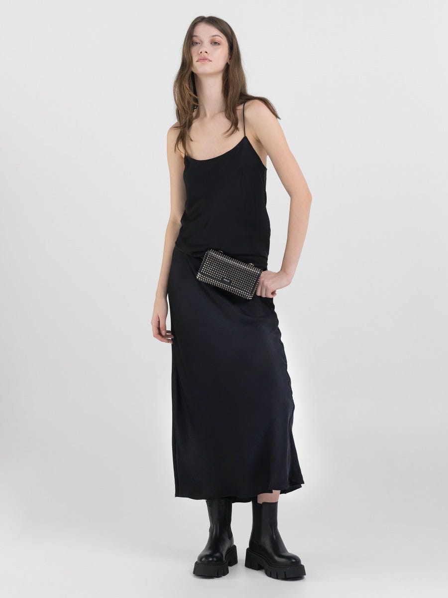 JUPE LONGUE EN SATIN DE VISCOSE