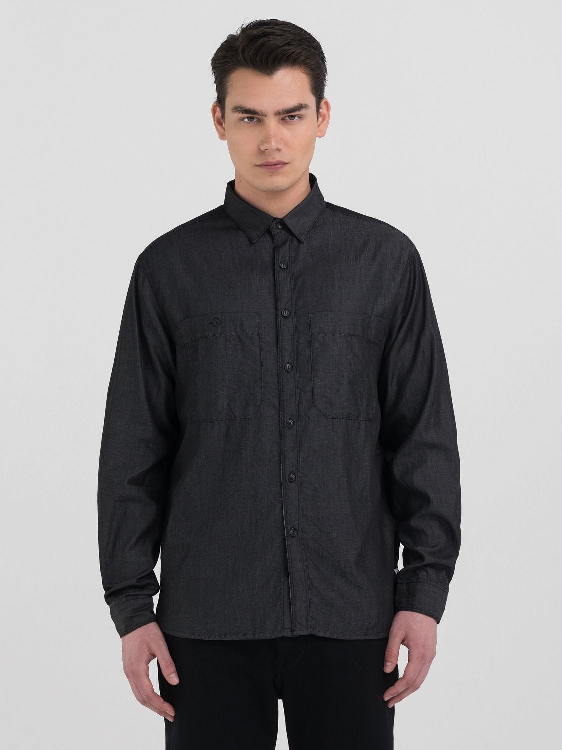 Replay black denim shirt 2025