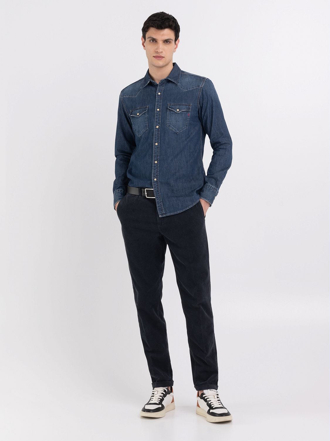 Blue jean shirt discount with black jeans