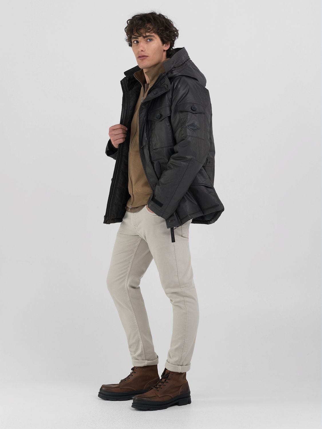 Hooded twill jacket clearance