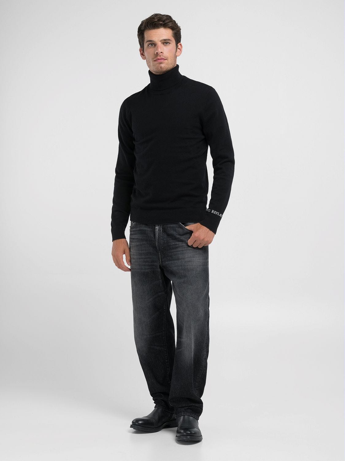 COTTON AND CASHMERE TURTLENECK PULLOVER