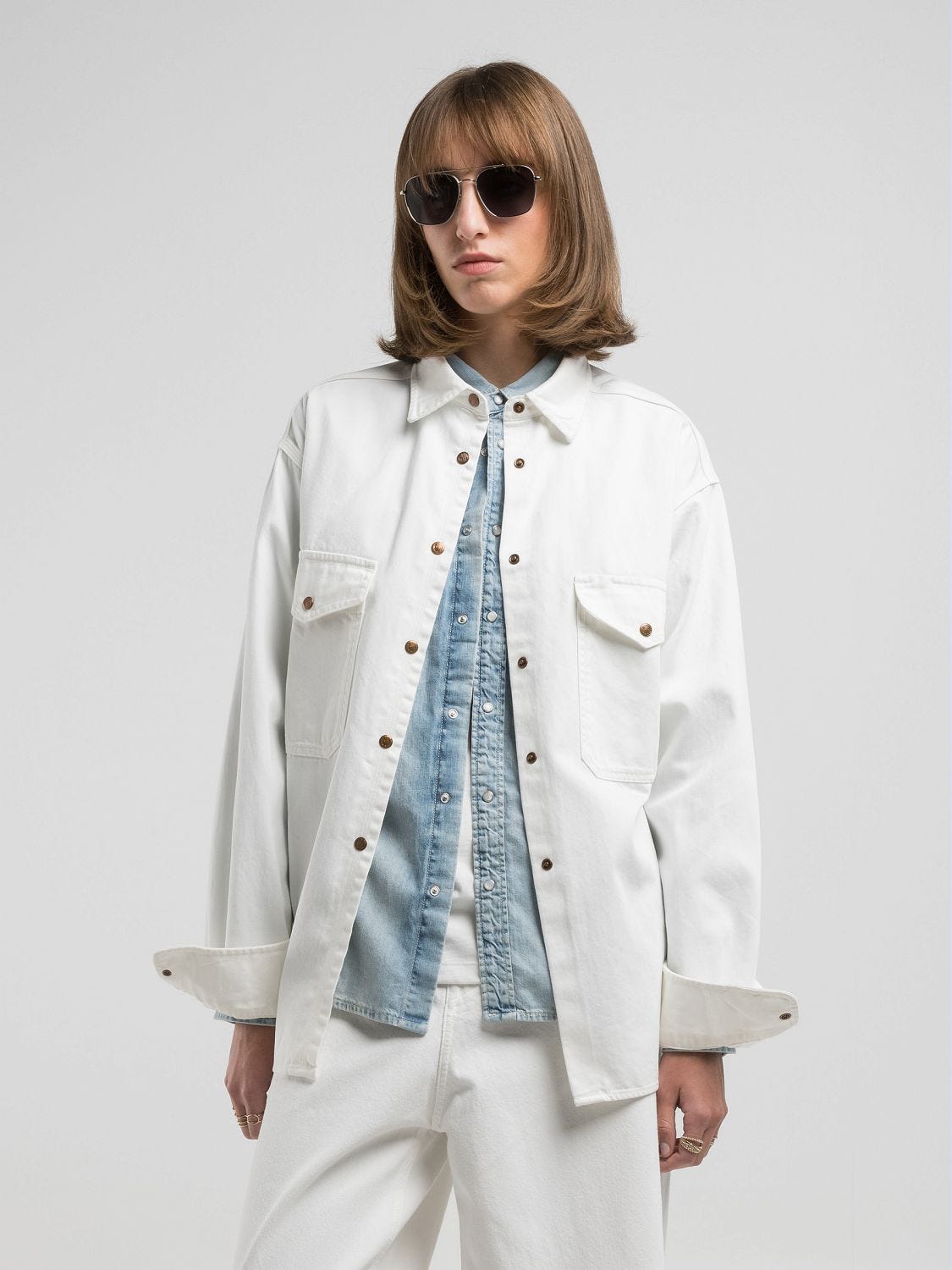 9ZERO1 WHITE DENIM SHIRT