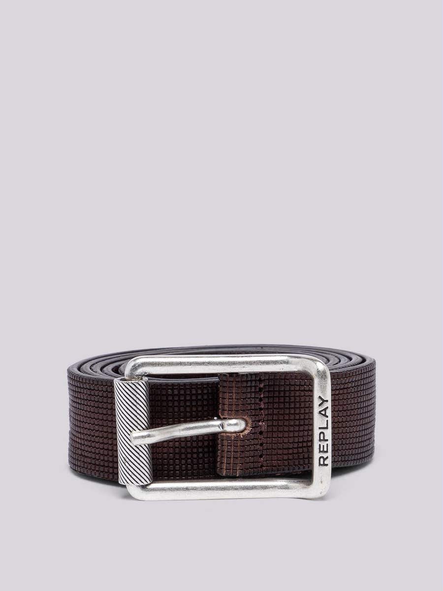 REPLAY Belt in patterned leather AM2669.000.A3007 FADED BLACK BROWN 1