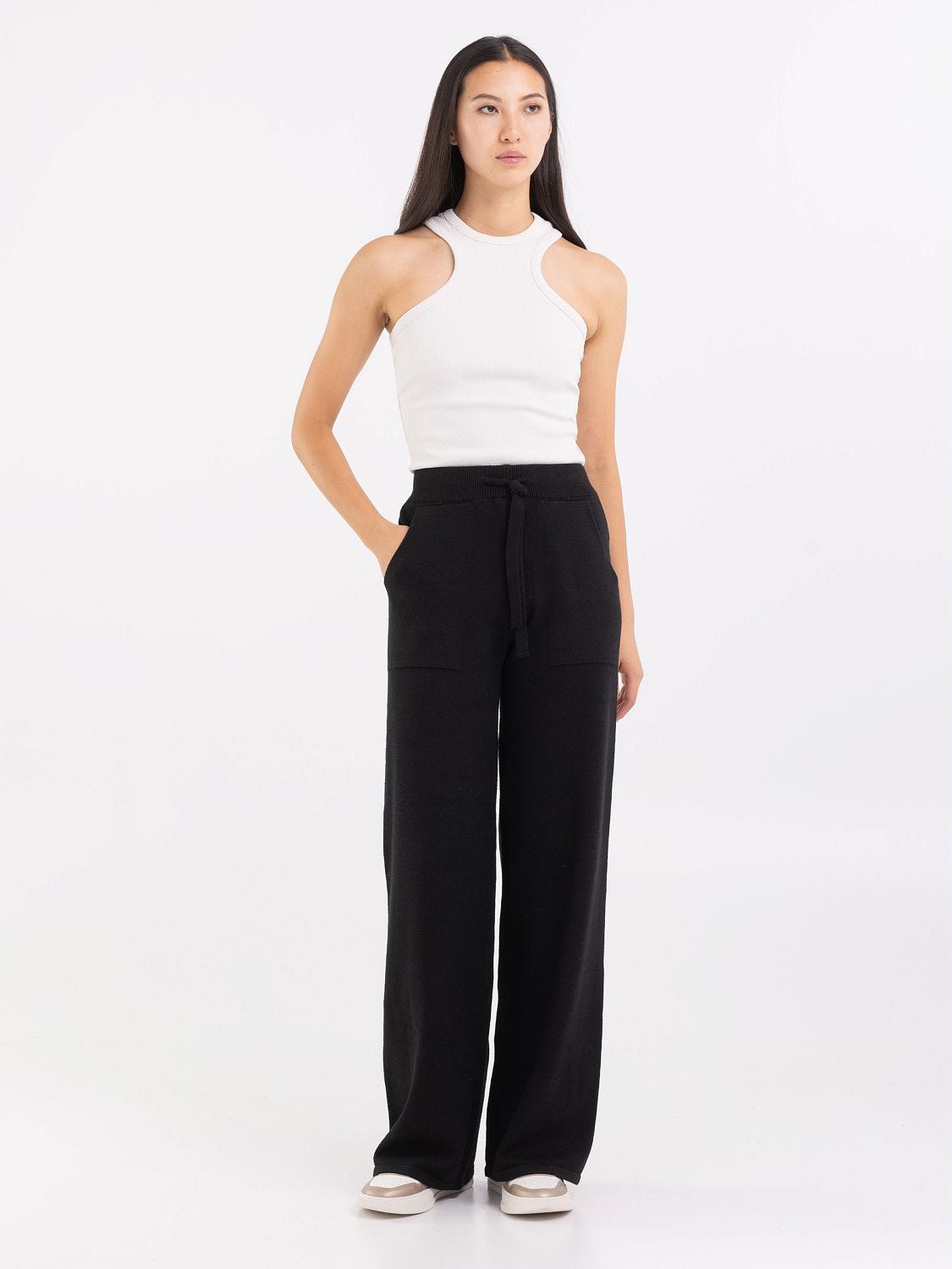 Wide leg jogger trousers in viscose blend