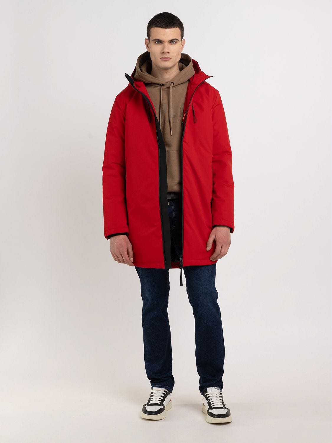 Long store red parka