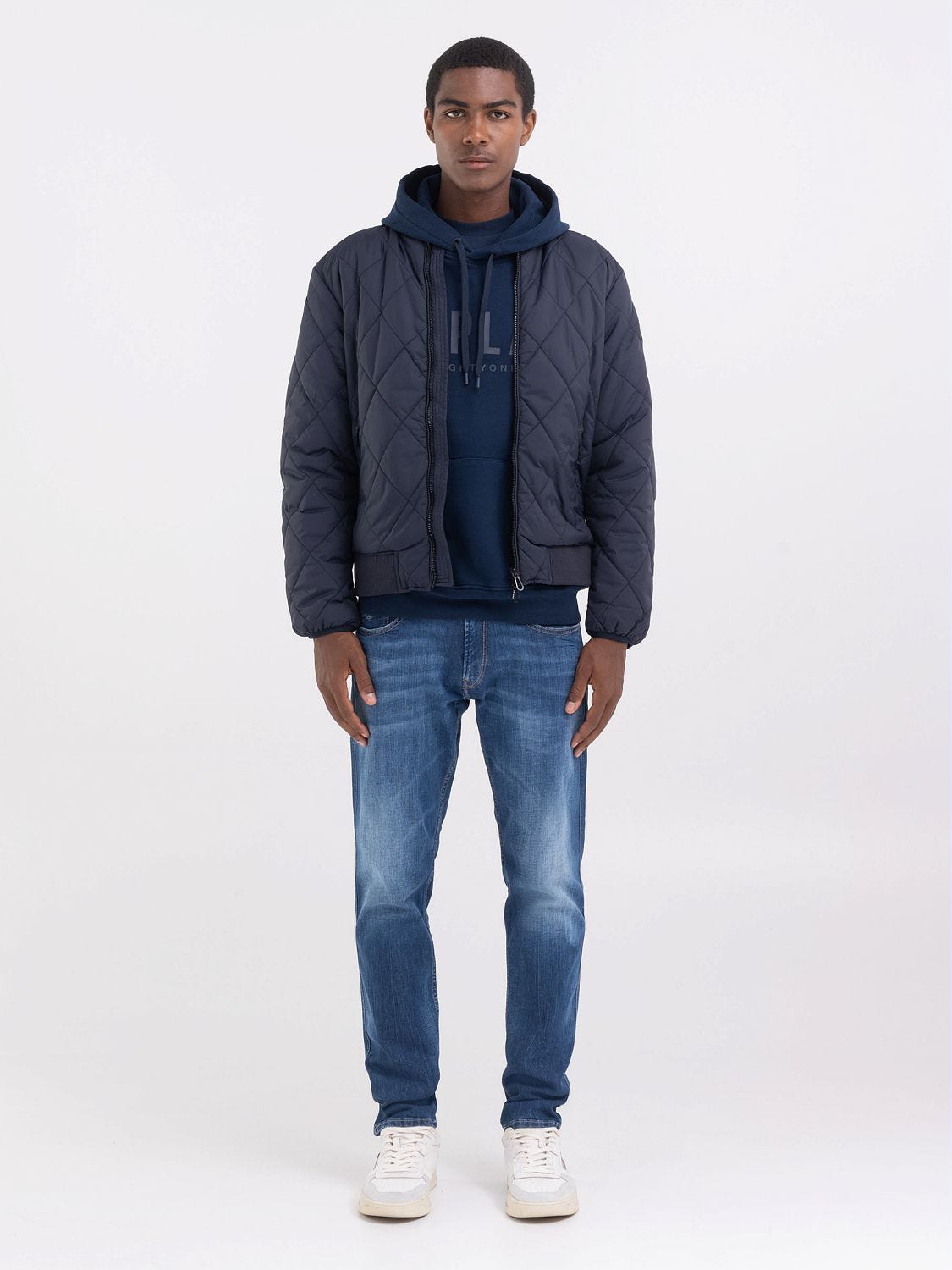 Chevron recycled nylon hooded coat online