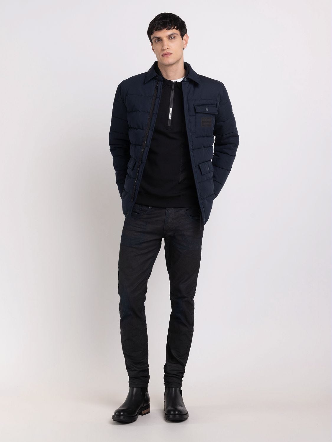 Recycled short jacket with hood
