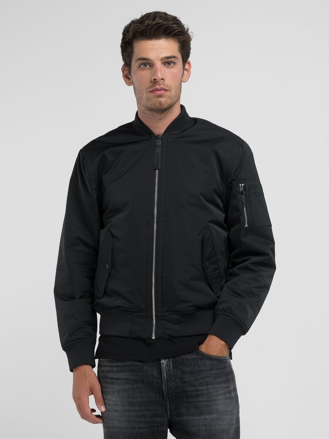 Grey satin jacket shop
