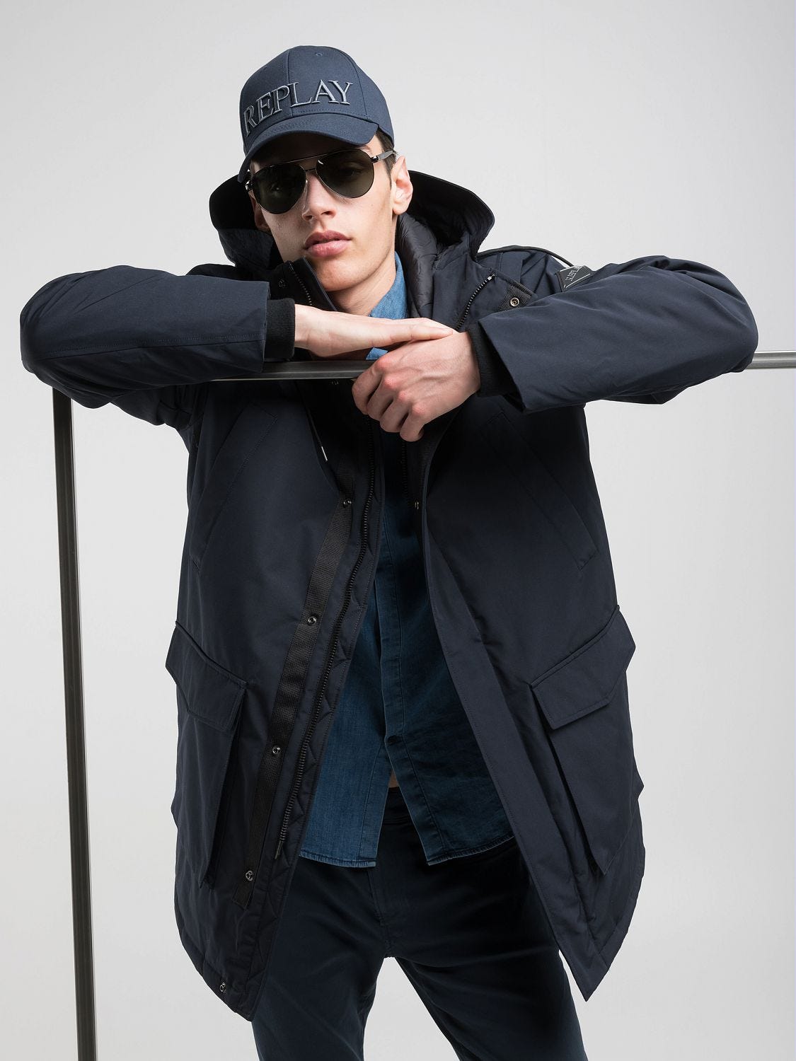 Replay large pocket parka jacket hotsell