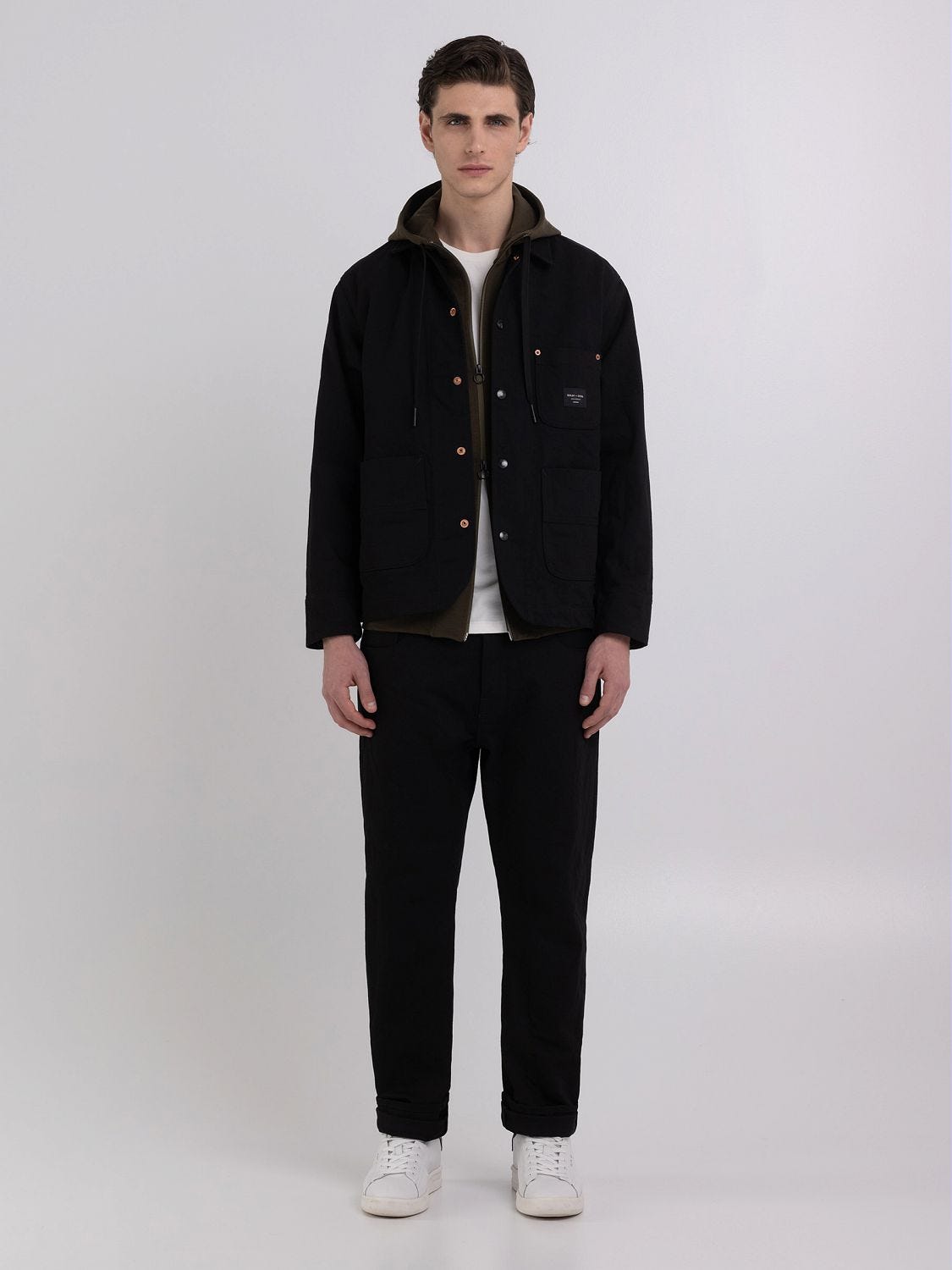 Replay Sartoriale shirt jacket in black denim