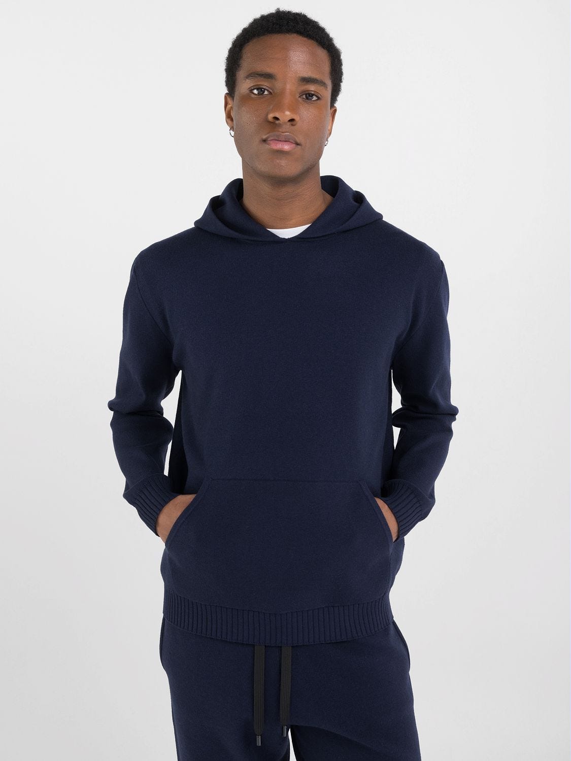 Navy blue hooded sweater clearance