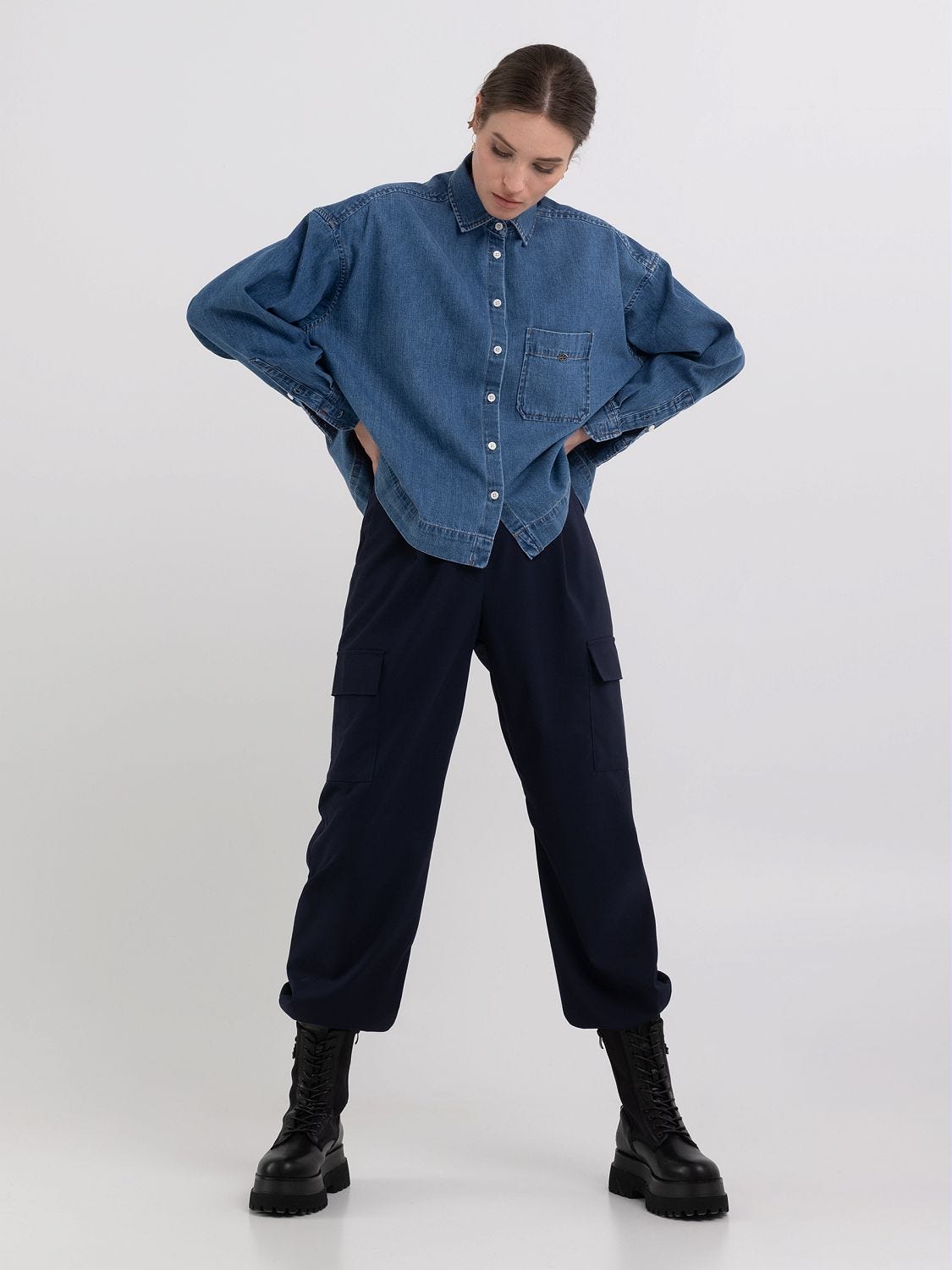 Slouch pocket denim sales dress