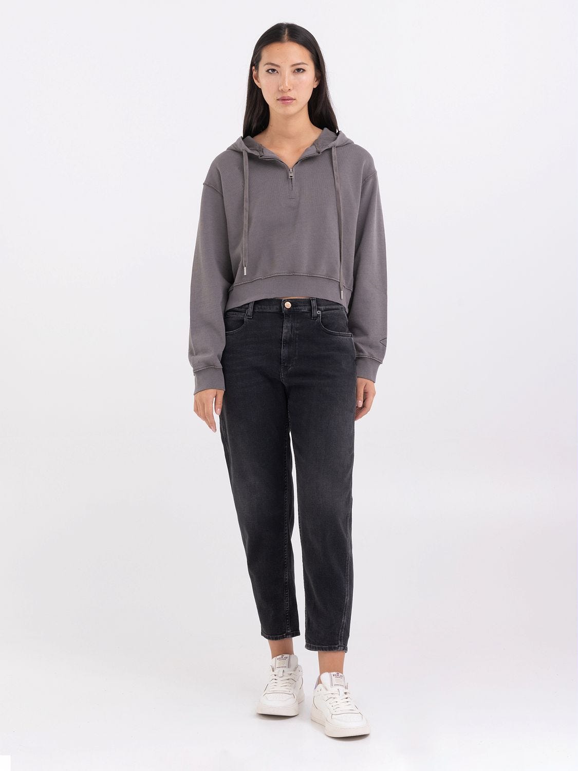 Cropped hoodie and jeans top