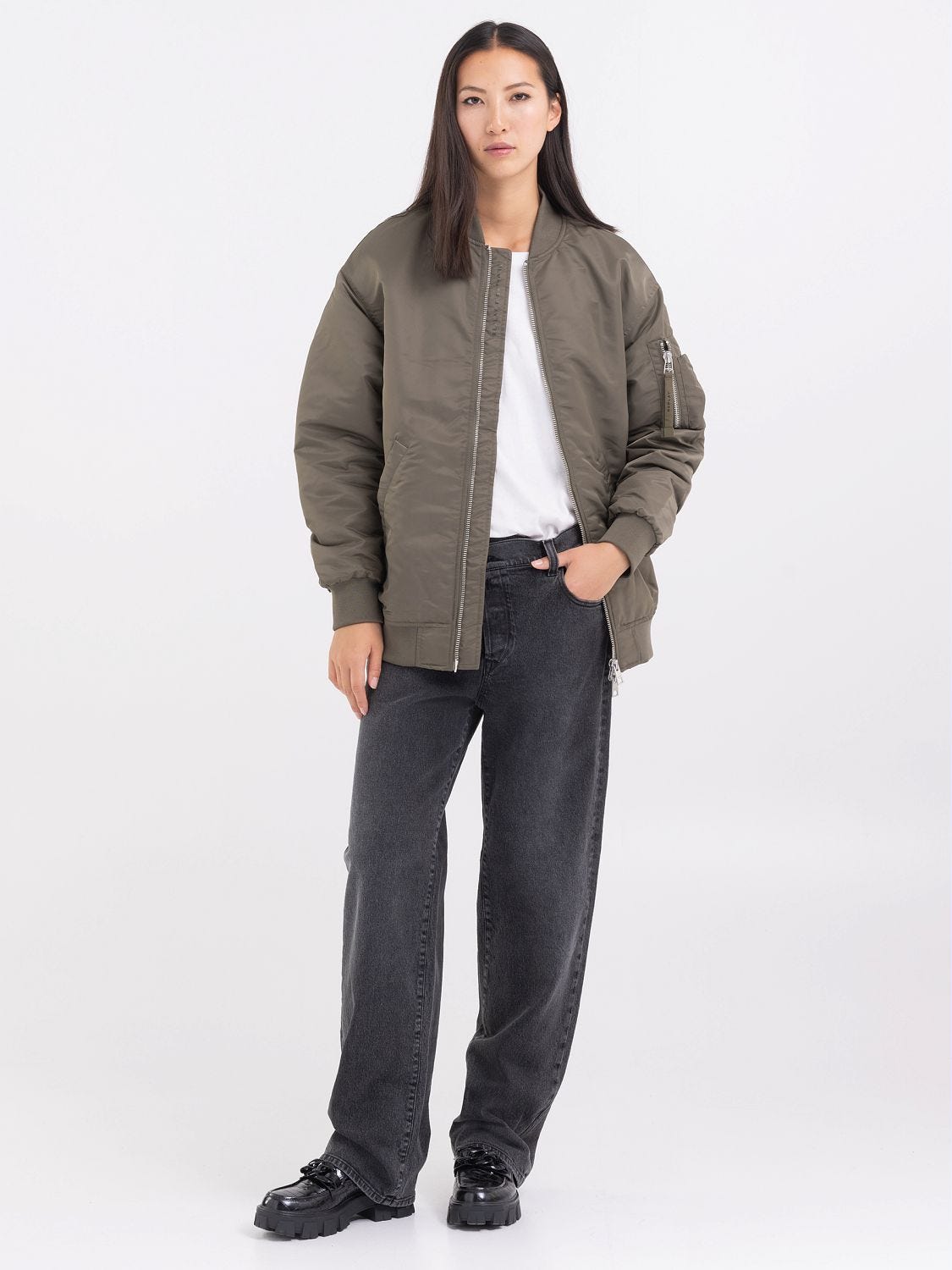 Army green color jacket best sale