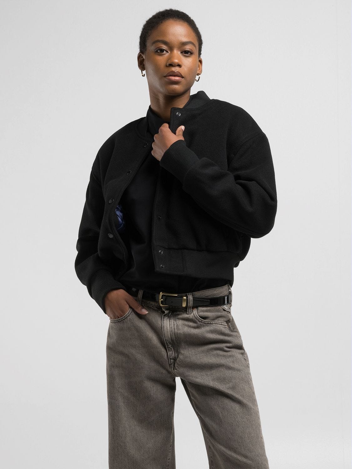 WOOL BLEND VARSITY BOMBER JACKET
