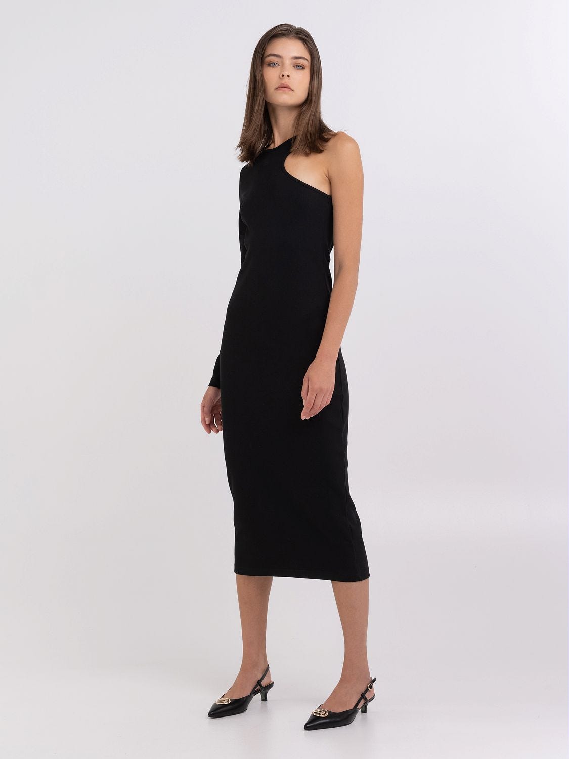 One shoulder ribbed dress store