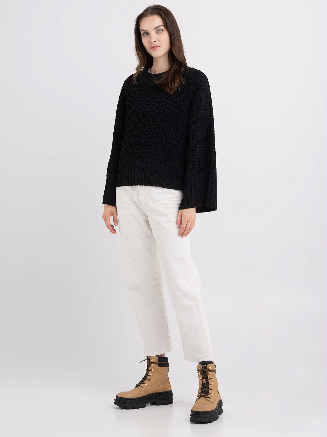Cropped chenille sweater