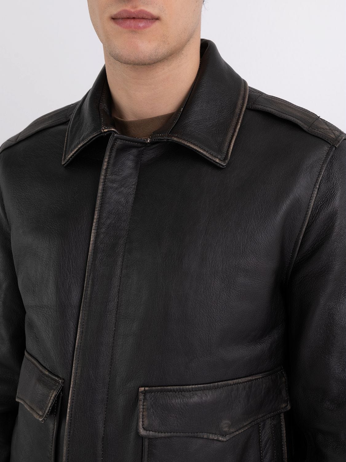 Bomber jacket in crust leather