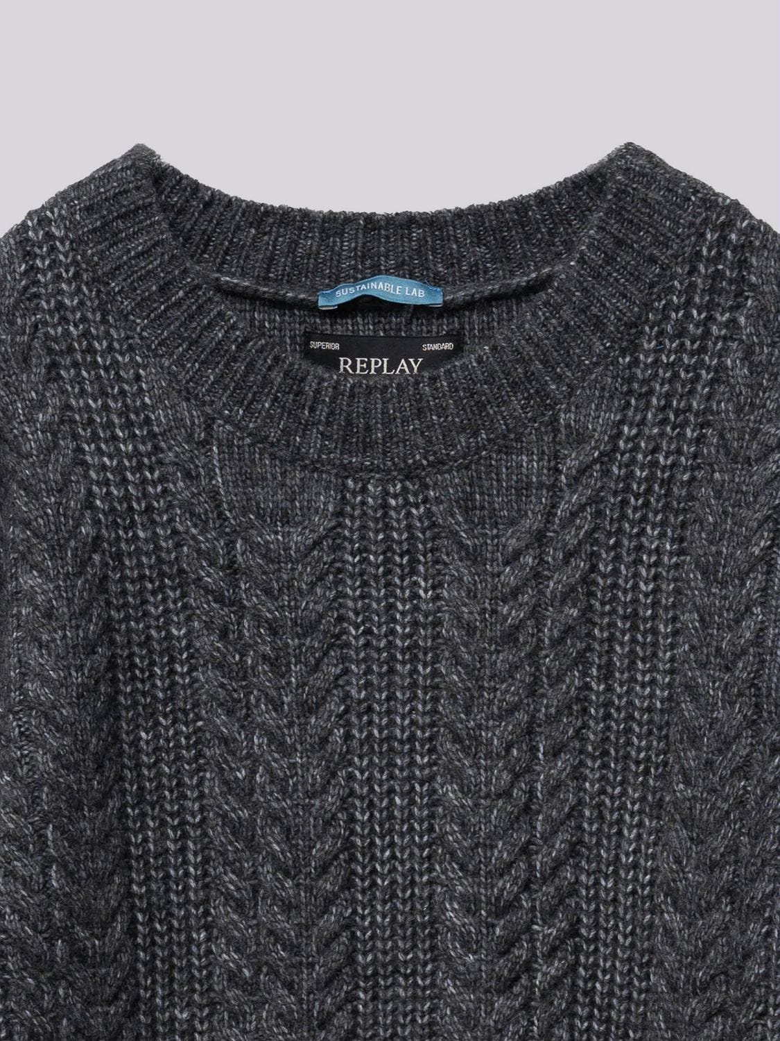 CREW-NECK CABLE-KNIT PULLOVER