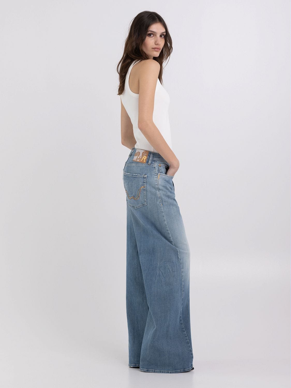 We Are Replay wide leg jeans