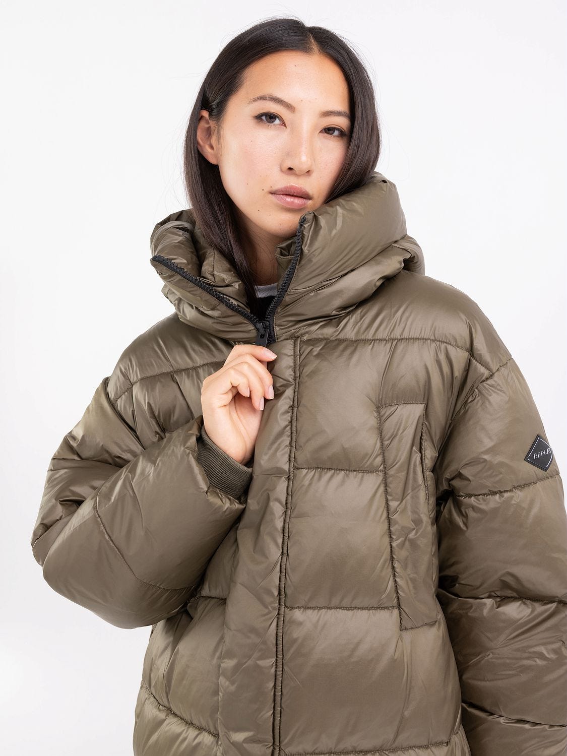 Oversized quilted long jacket