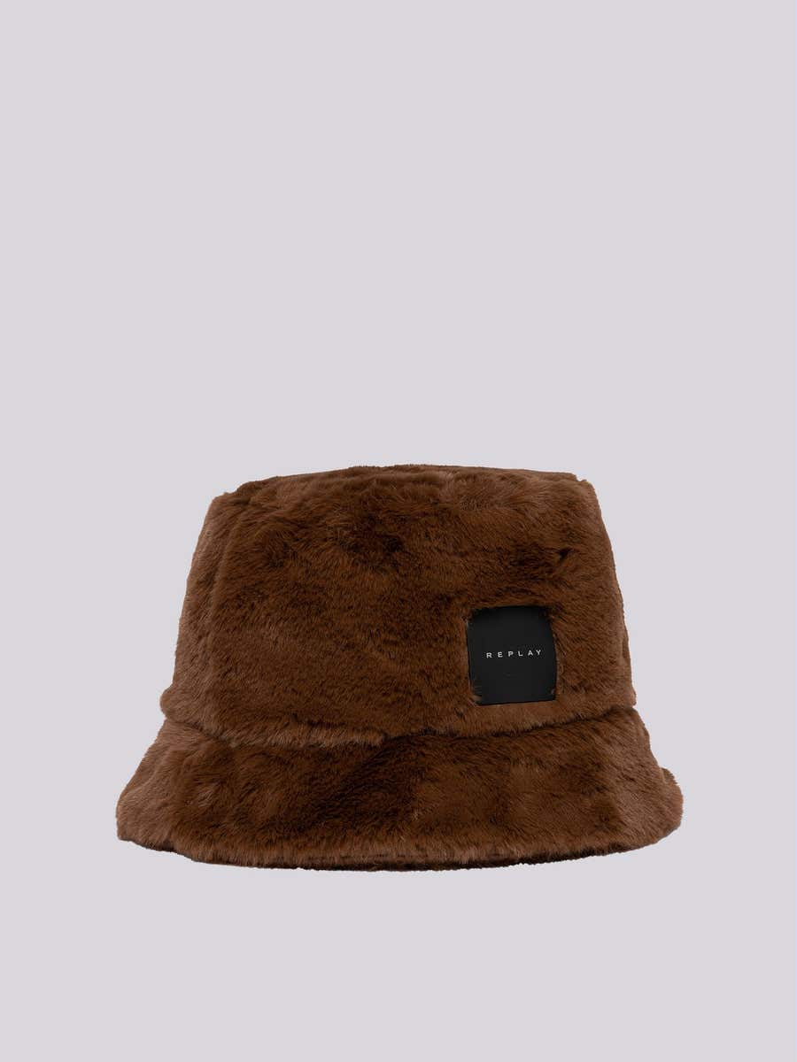REPLAY Bucket hat with fur effect AW4290.000.A0208 BRICK BROWN 1