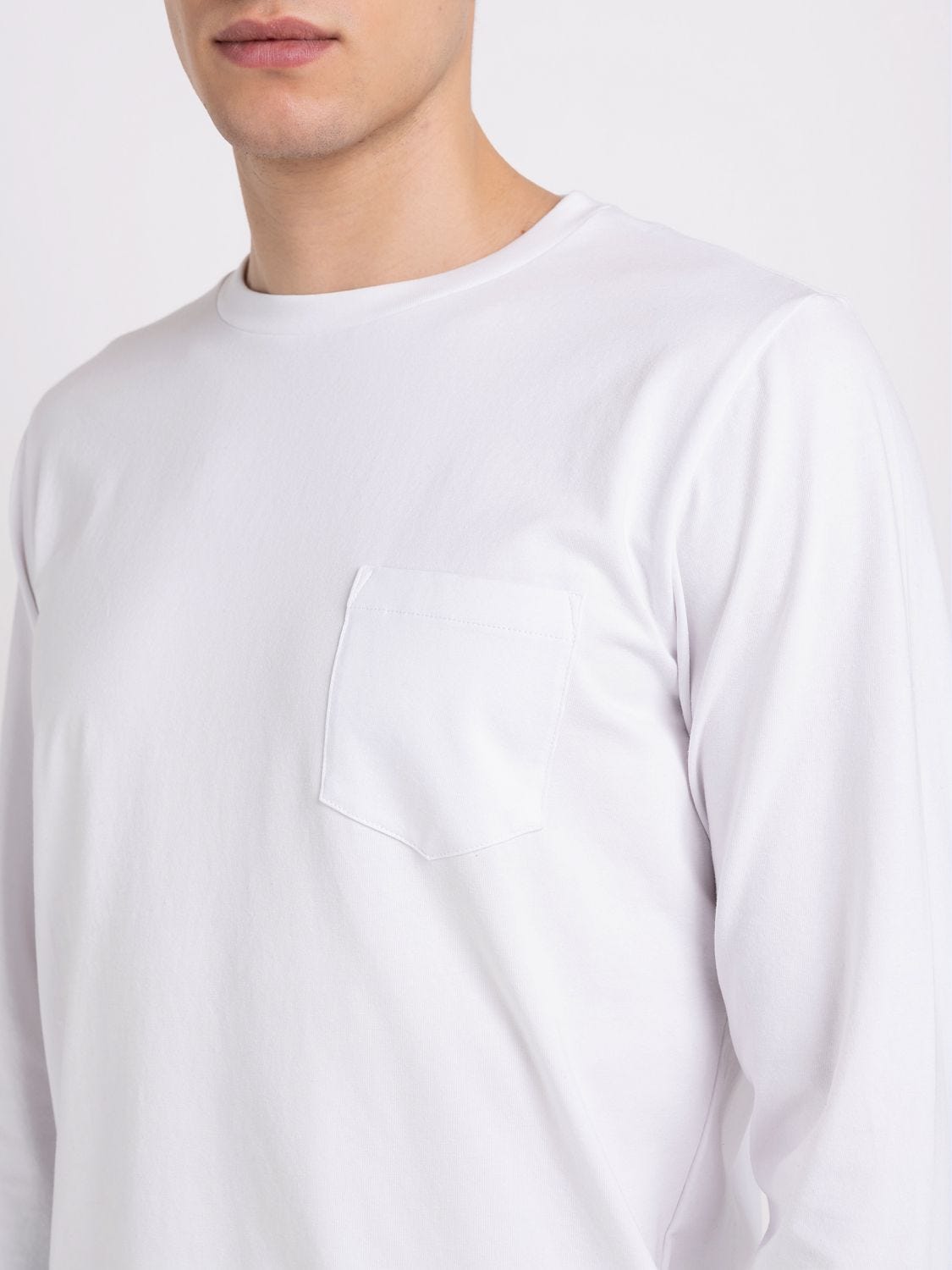 Mens plain white sale long sleeve t shirt