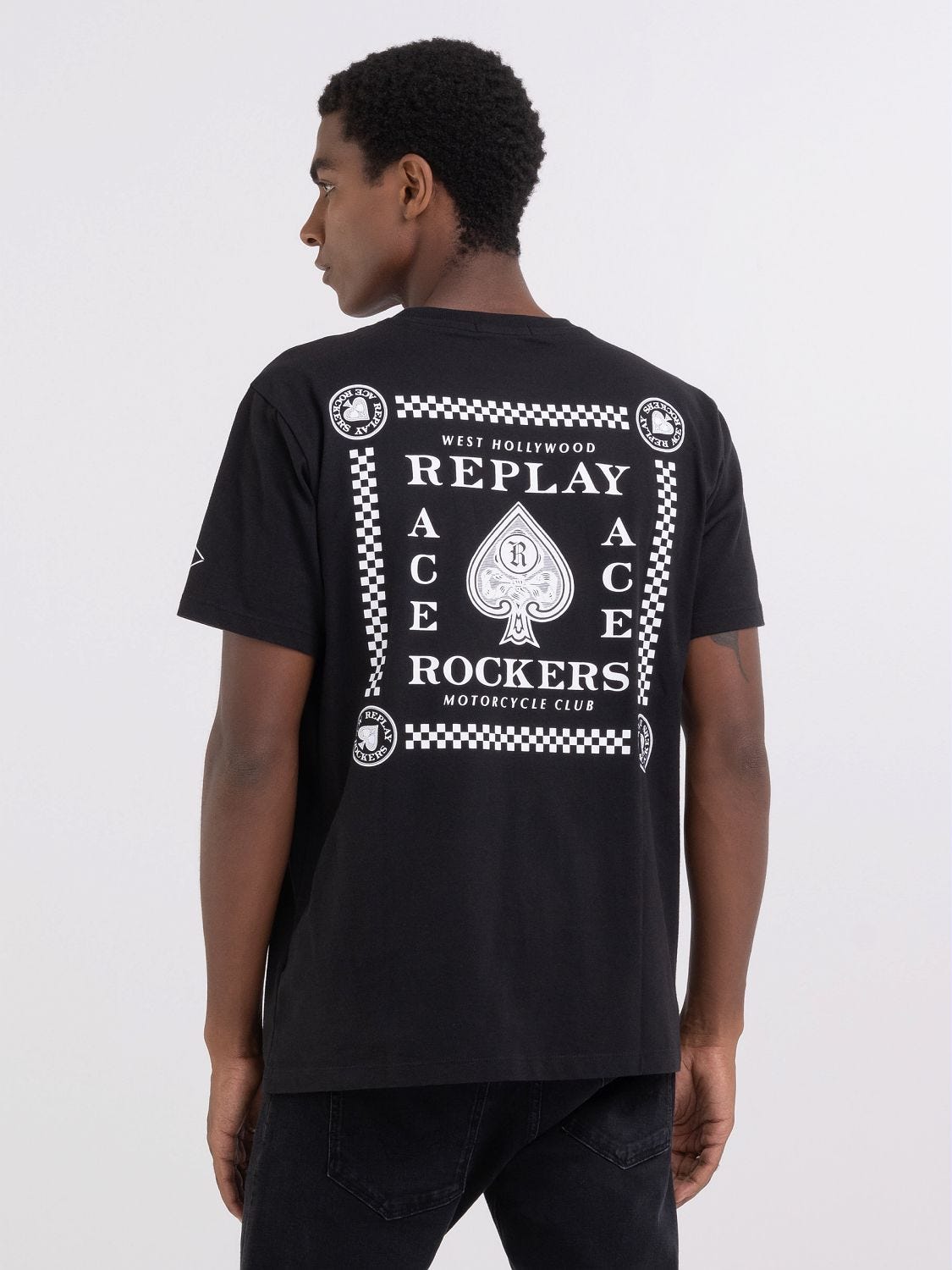 T shirt with motorcycle club print