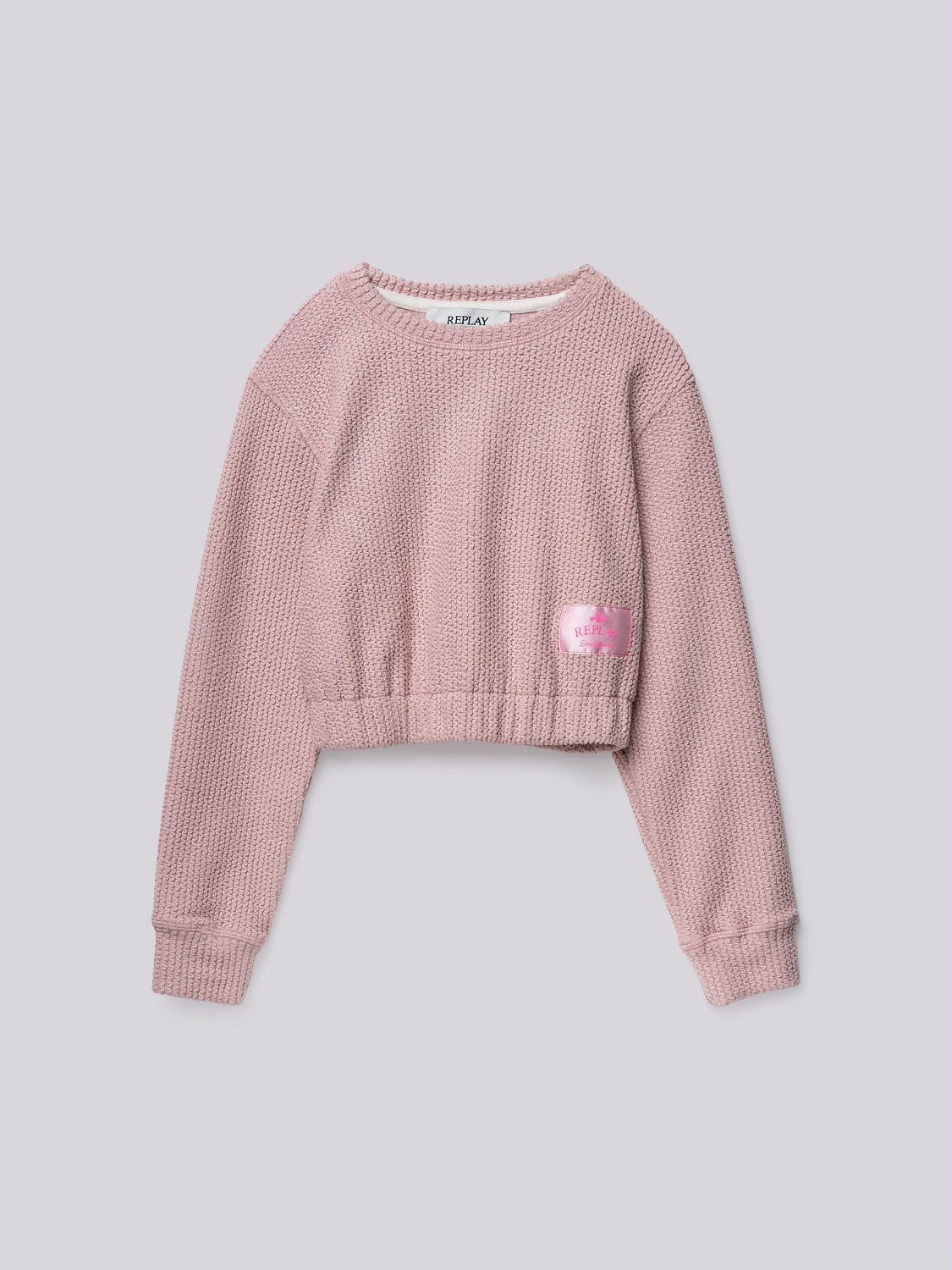 Pink crop top sweater cheap