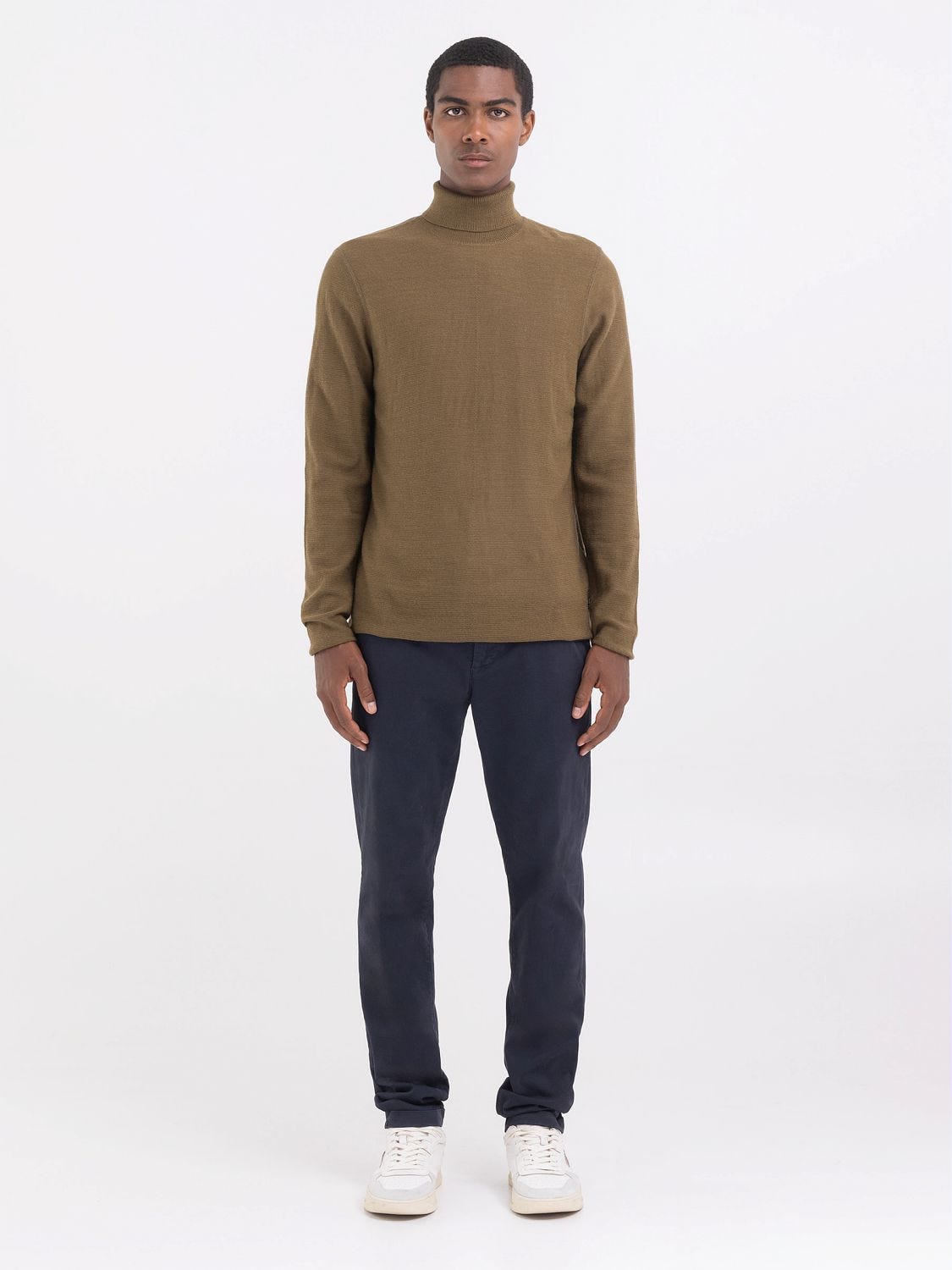 High neck sweater in wool blend