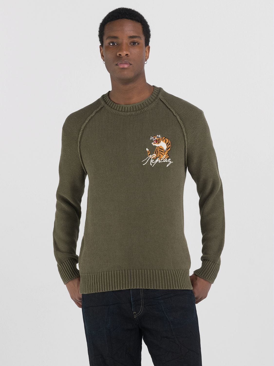 CREW NECK SWEATER WITH TIGER