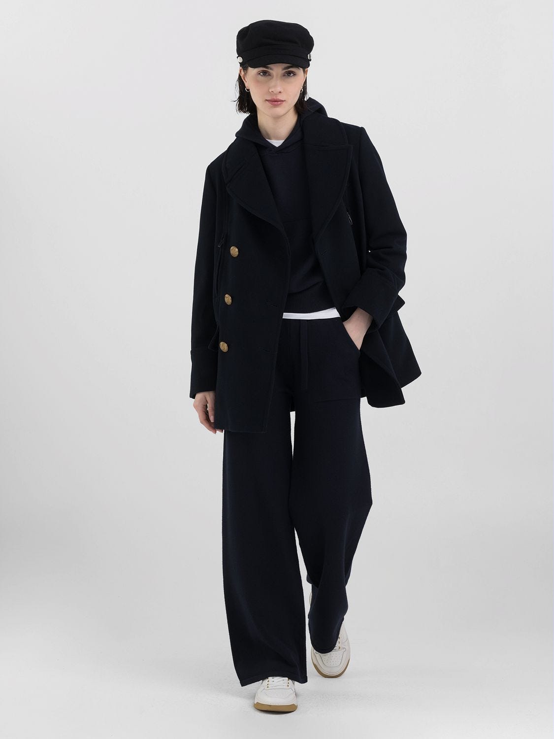 Women's short double breasted coat cheap