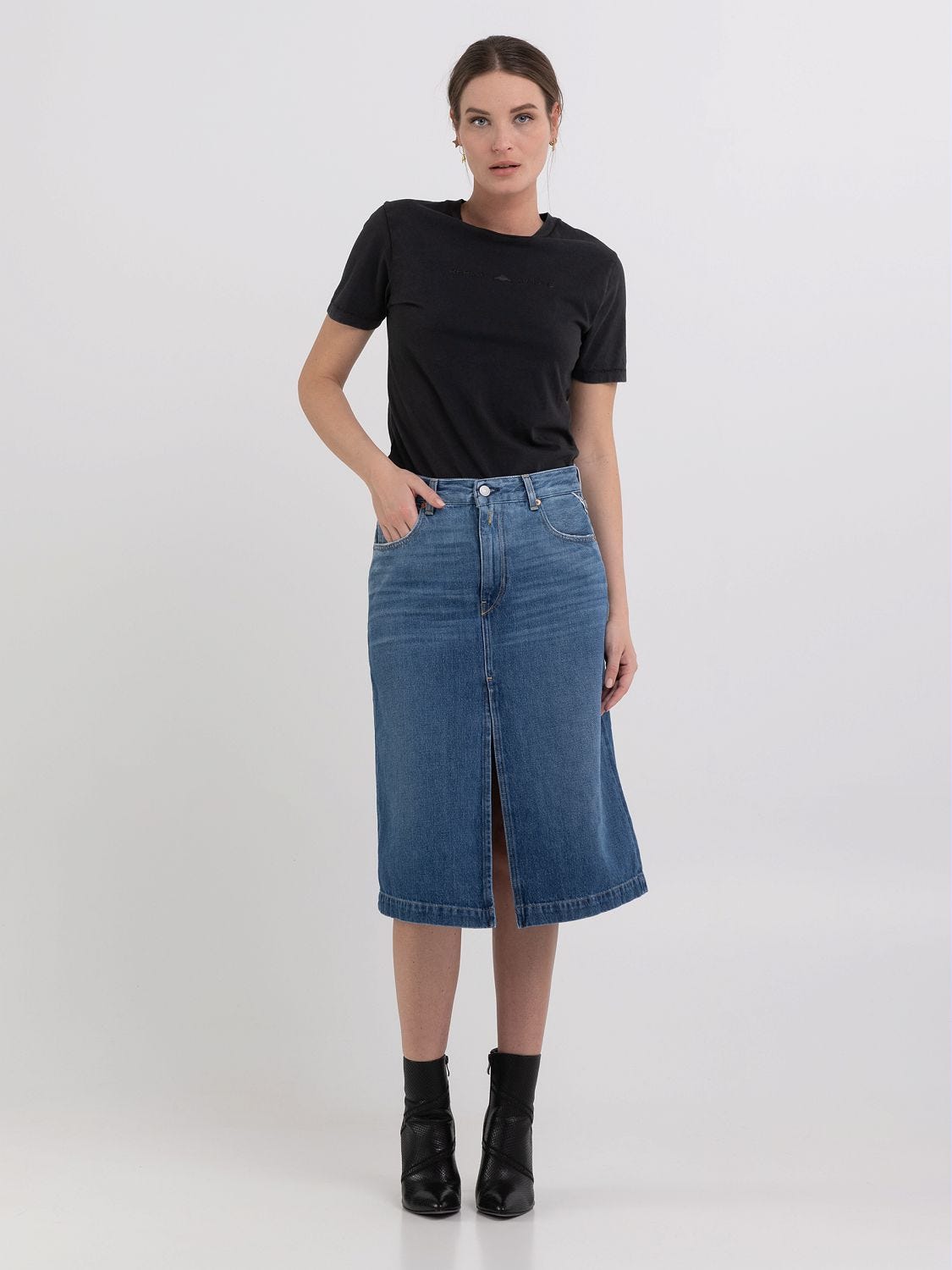 Midi pencil shop skirt denim