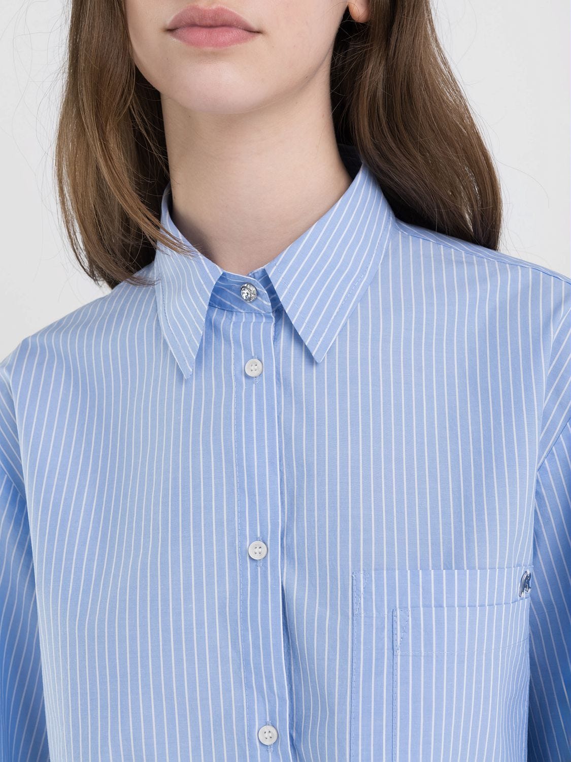 Striped cropped shirt White/blue | Replay Jeans