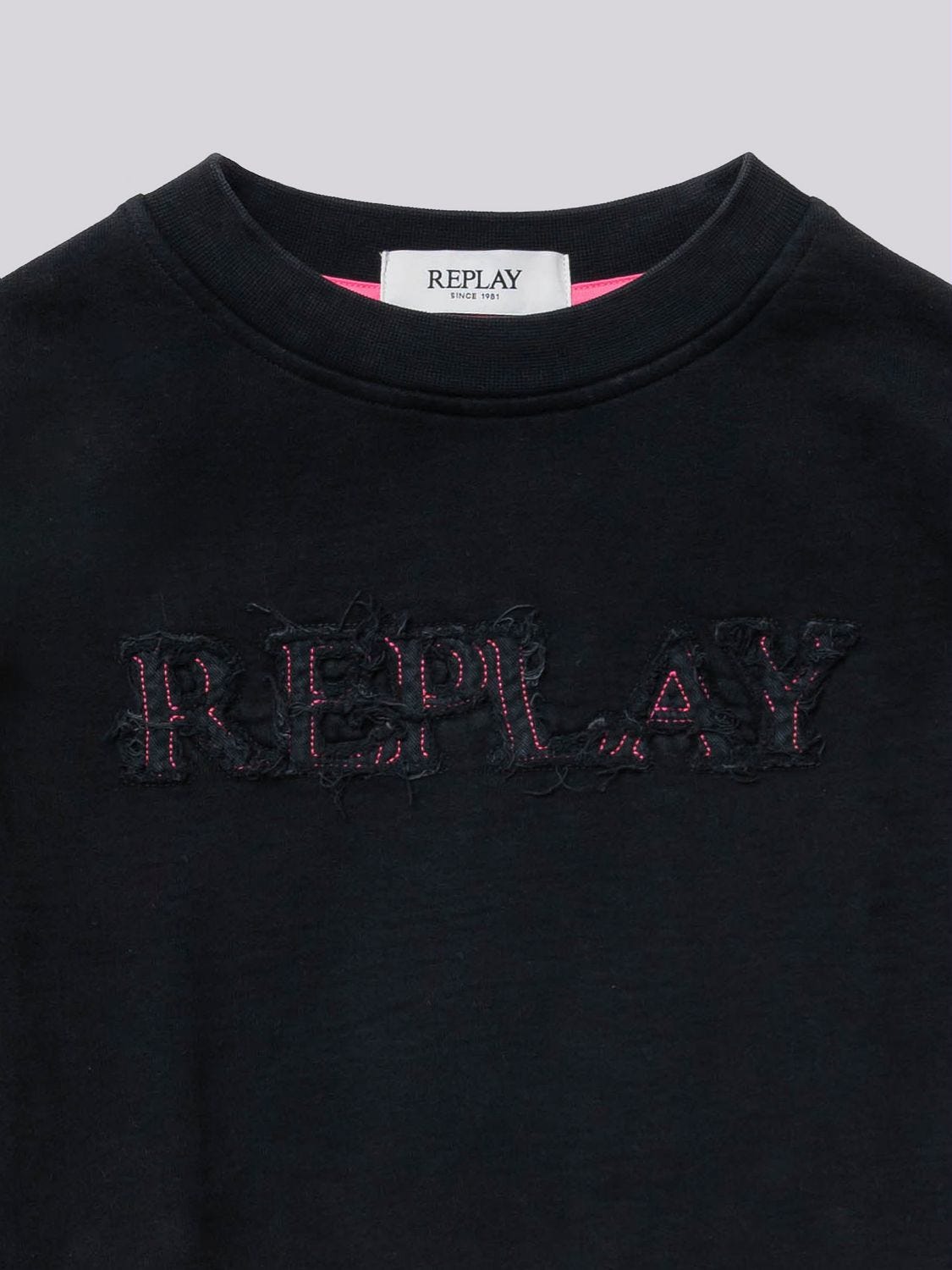 CROPPED SWEATSHIRT WITH EMBELLISHED LOGO
