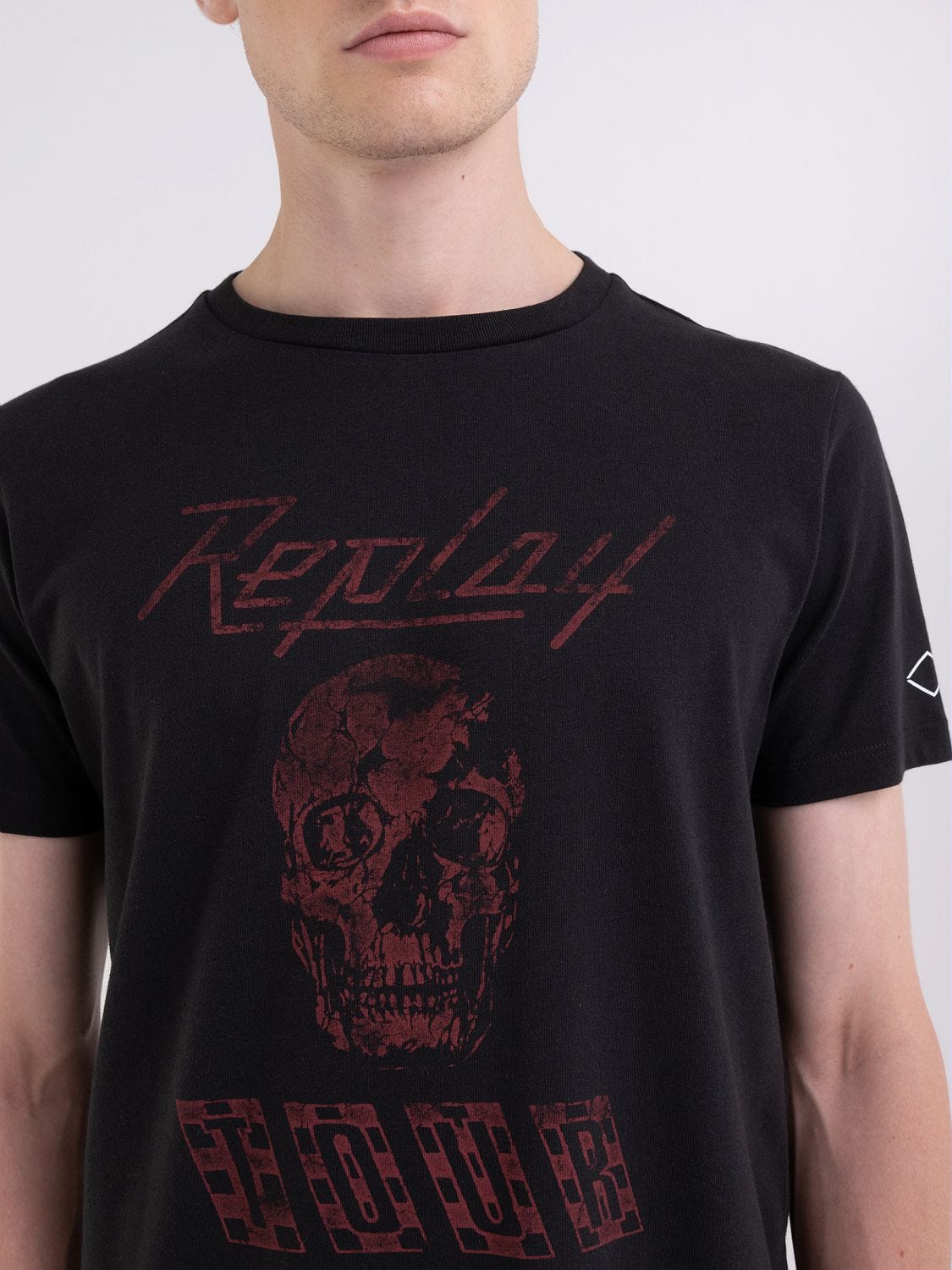 T shirt in jersey con stampa teschio