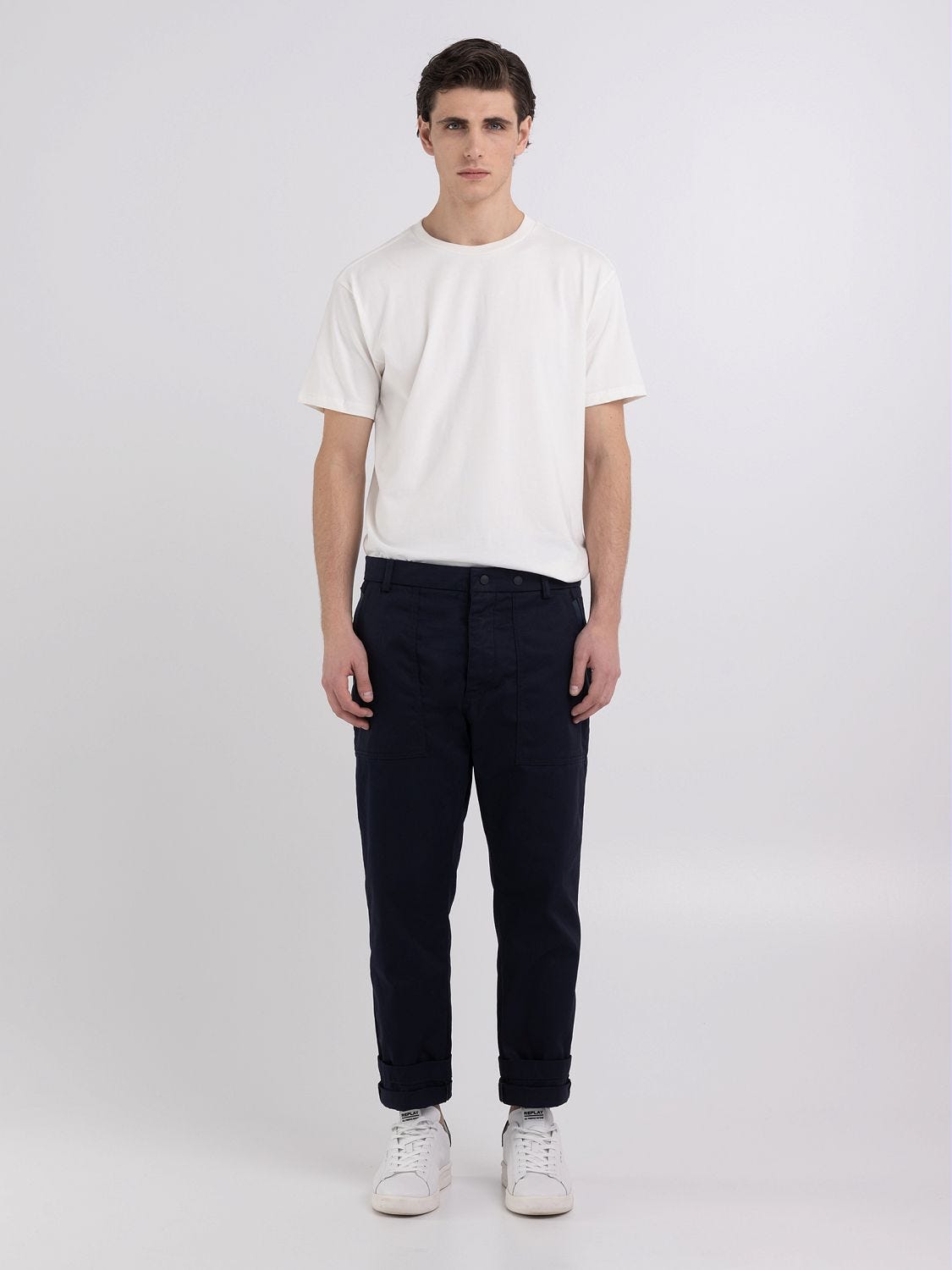 Pantaloni cargo in twill stretch