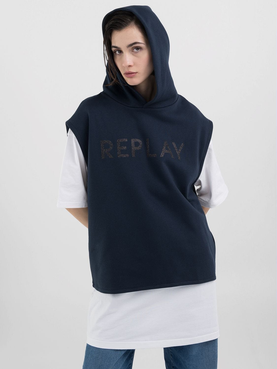 Felpa smanicato con cappuccio on sale
