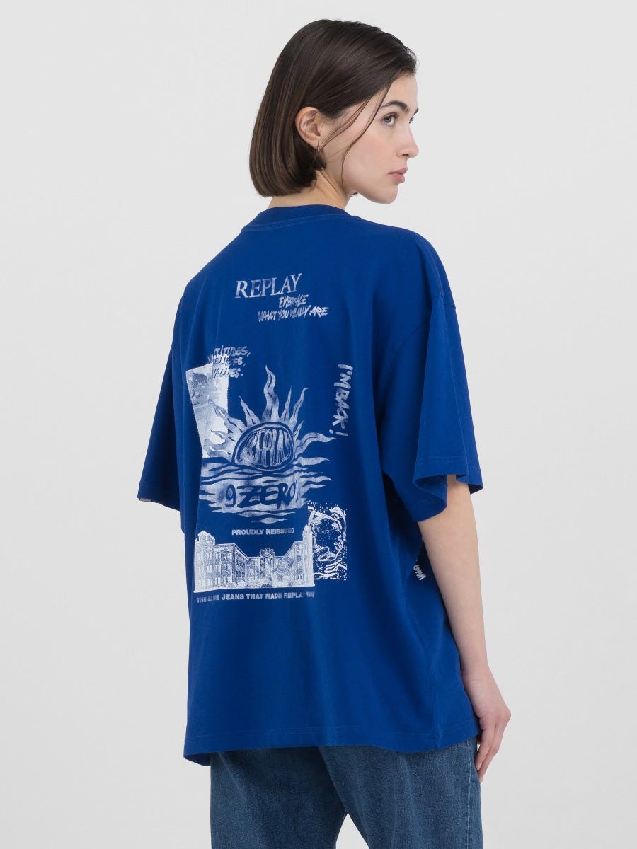T SHIRT GIROCOLLO GENDERLESS CON LOGO 9ZERO1 E STAMPE GRAFICHE