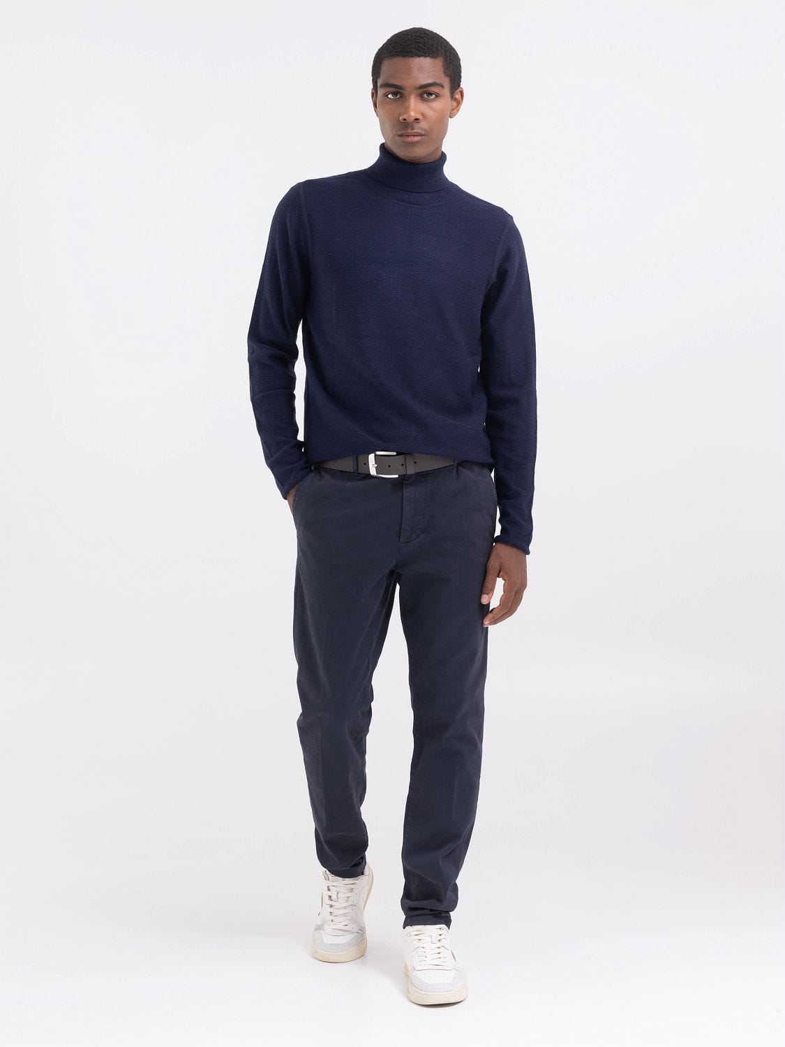 High neck sweater in wool blend