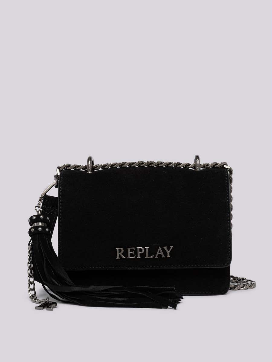 REPLAY REPLAY crossbody bag in solid-coloured suede FW3001.009.A3154 BLACK 1