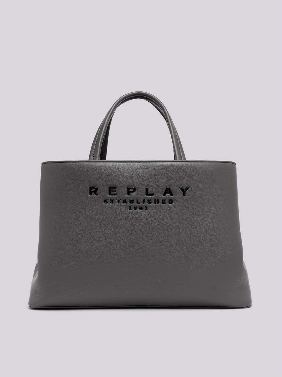 REPLAY Handbag with hammered effect FW3495.000.A0344 DARK GREY 1