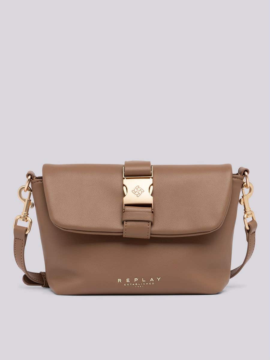 REPLAY Crossbody bag with snap buckle FW3504.000.A0363D BROWN GREY 1
