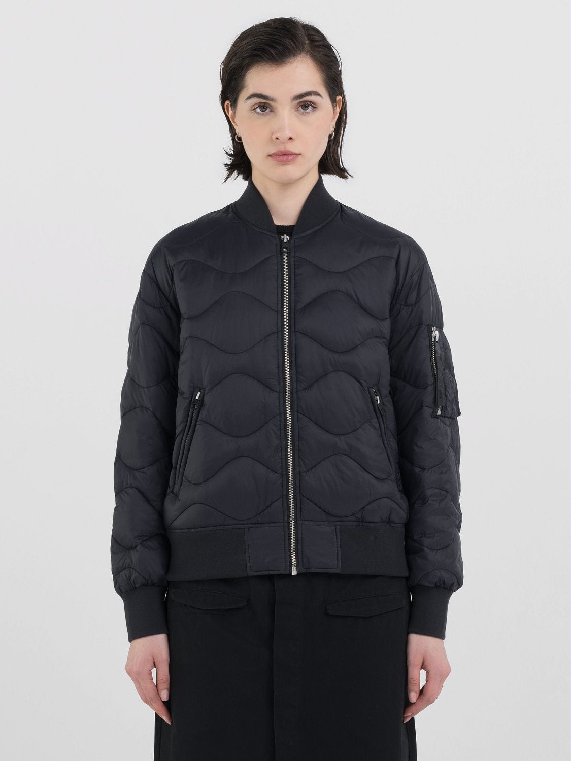 Short full-zip quilted jacket Black | Replay Jeans