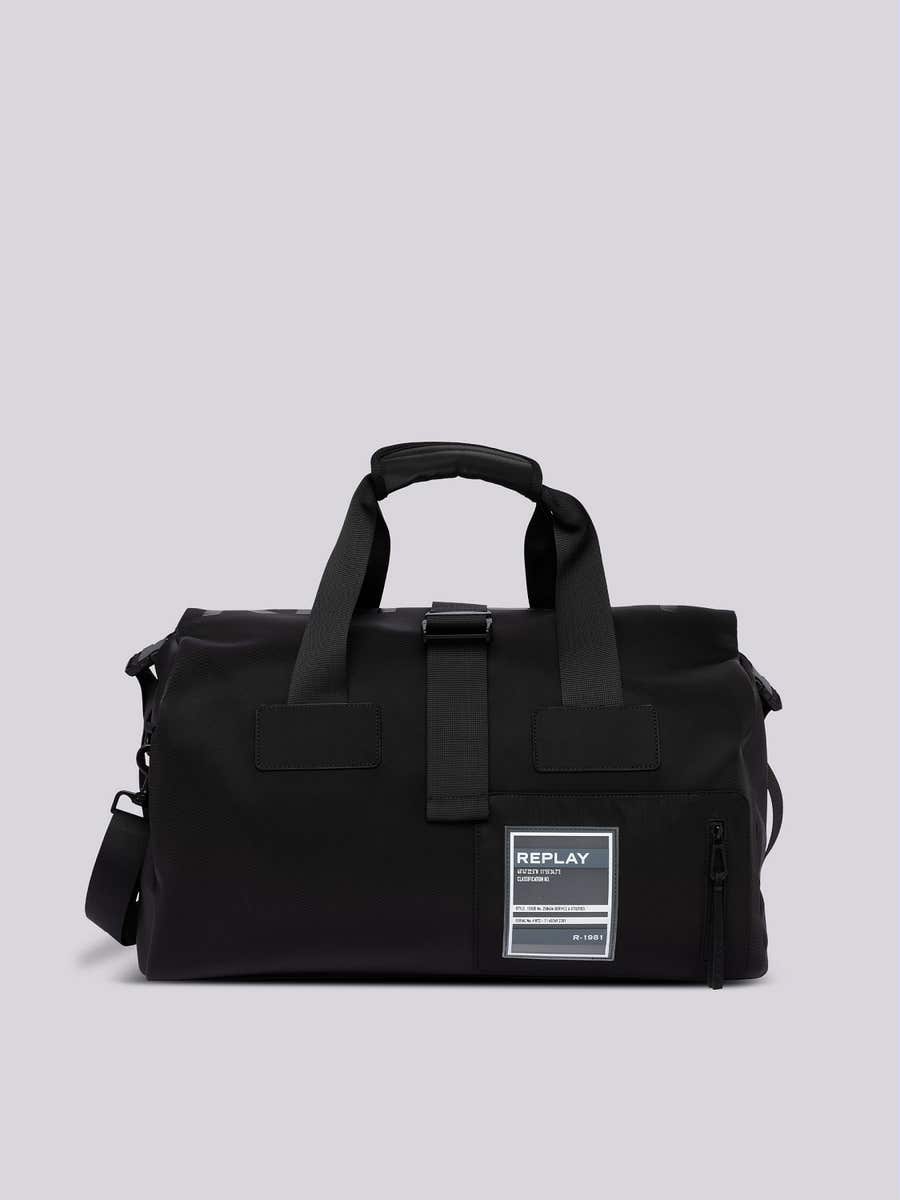 REPLAY Solid-coloured duffle bag with shoulder strap FM3650.000.A0313 BLACK 1